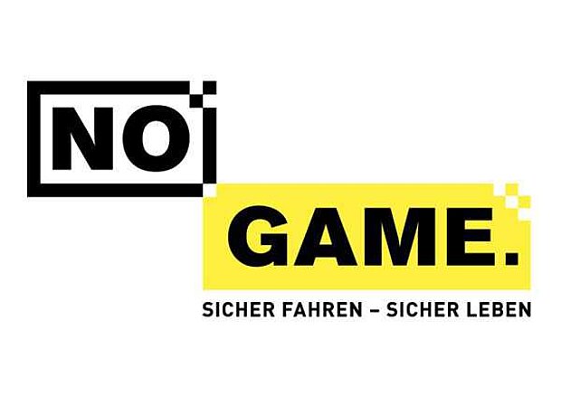 kampagne no game schriftzug schwarz auf weiß und gelb auf schwarz